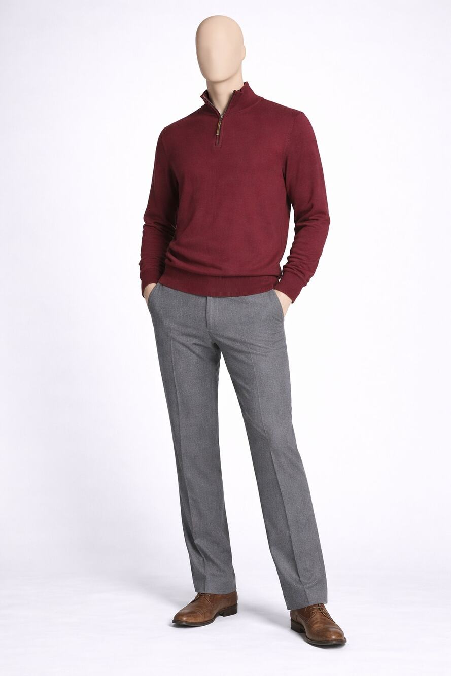 Nordstrom 100% italian Merino Wool 1/4 Zip Sweater Mens XL Burgundy Pullover